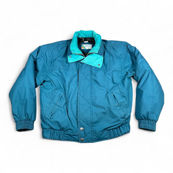 Vintage Members Only Jacket Adult LARGE Green Bomber Down Puffer Race Series 80s - Picture 1 of 13